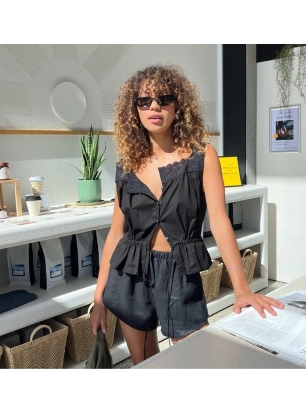 Laneway The Label • Cotton Chemise Tank Blouse Noir XS